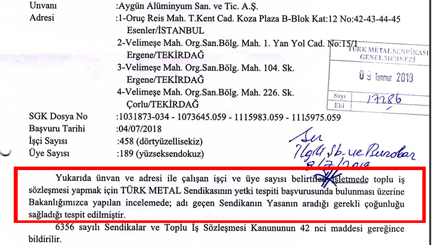 AYGÜN ALÜMİNYUM DA KAZANAN METAL EMEKÇİSİ OLACAK!