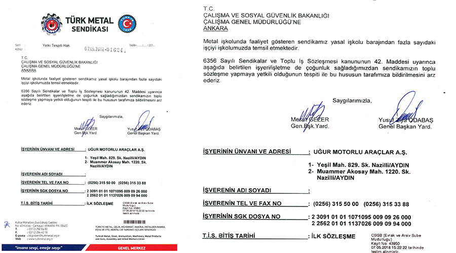 UĞUR SOĞUTMA'DAN SONRA UĞUR MONDİAL MOTOR ÇALIŞANLARI DA TÜRK METAL DEDİ